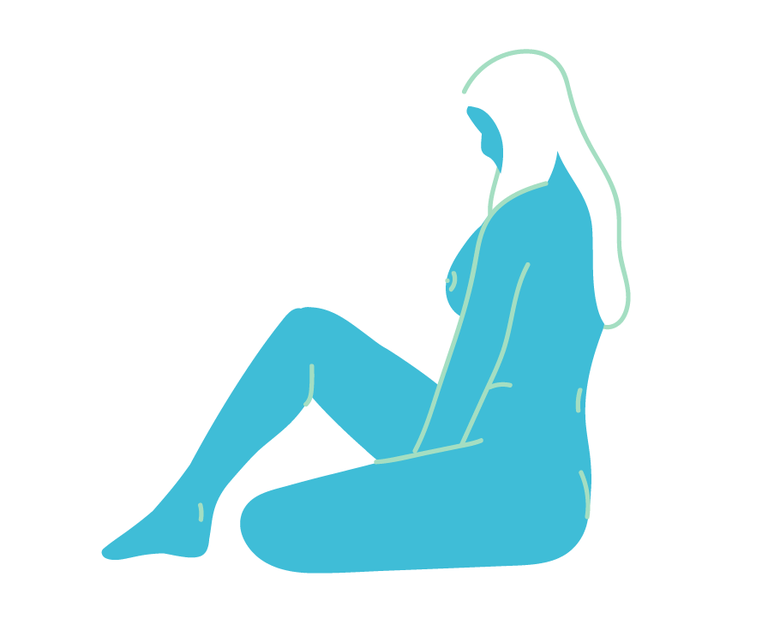 shoulder, elbow, knee, comfort, sitting, thigh, long hair, illustration, drawing, graphics,