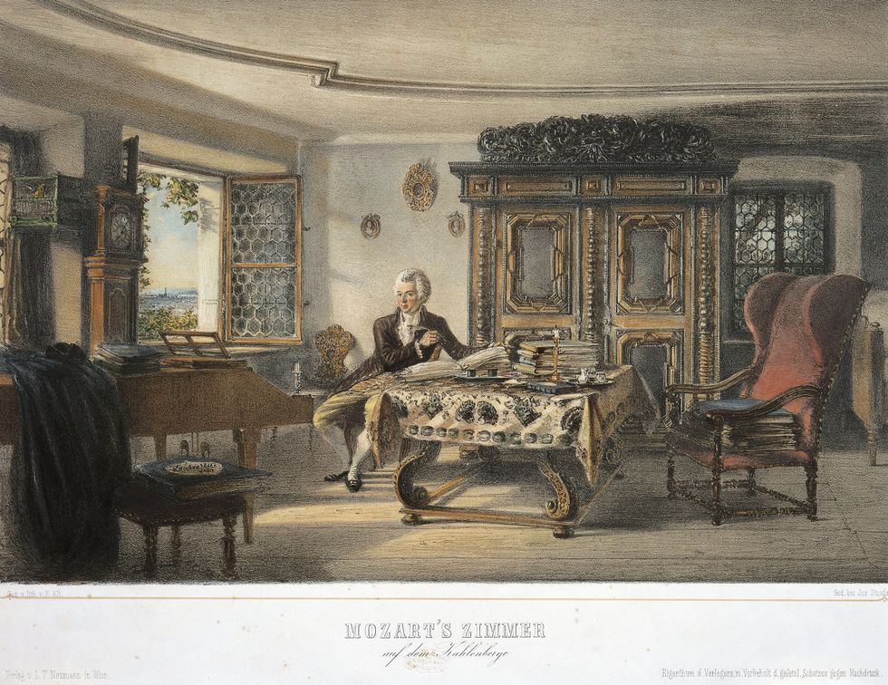 Wolfgang Amadeus Mozart in his study in Kahlenberg near Vienna