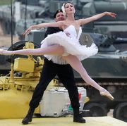 ballerina on a tank