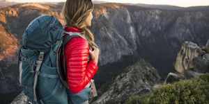 a woman backpacking