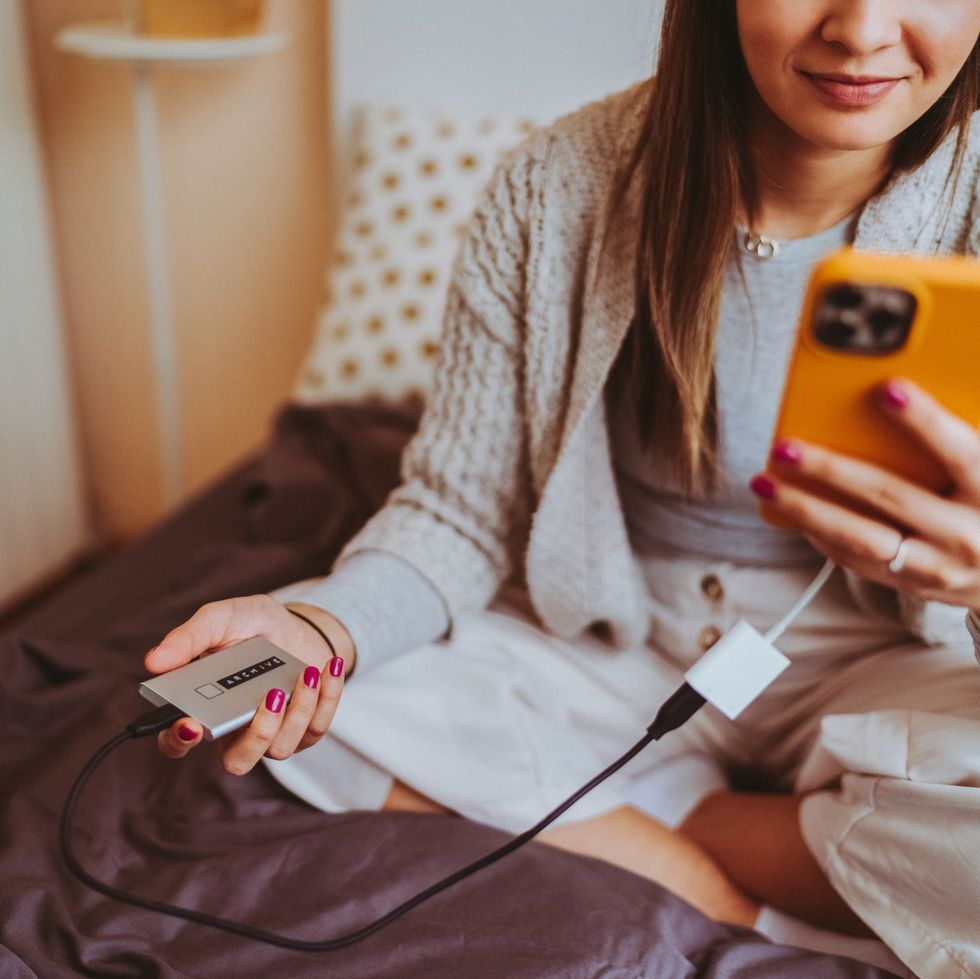 woman browsing phone pictures