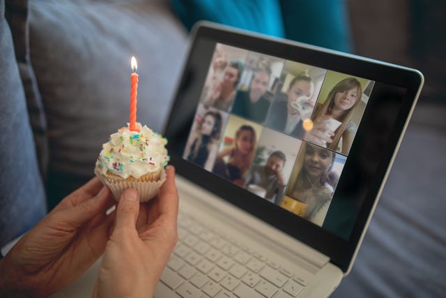 woman celebrating birthday alone at home