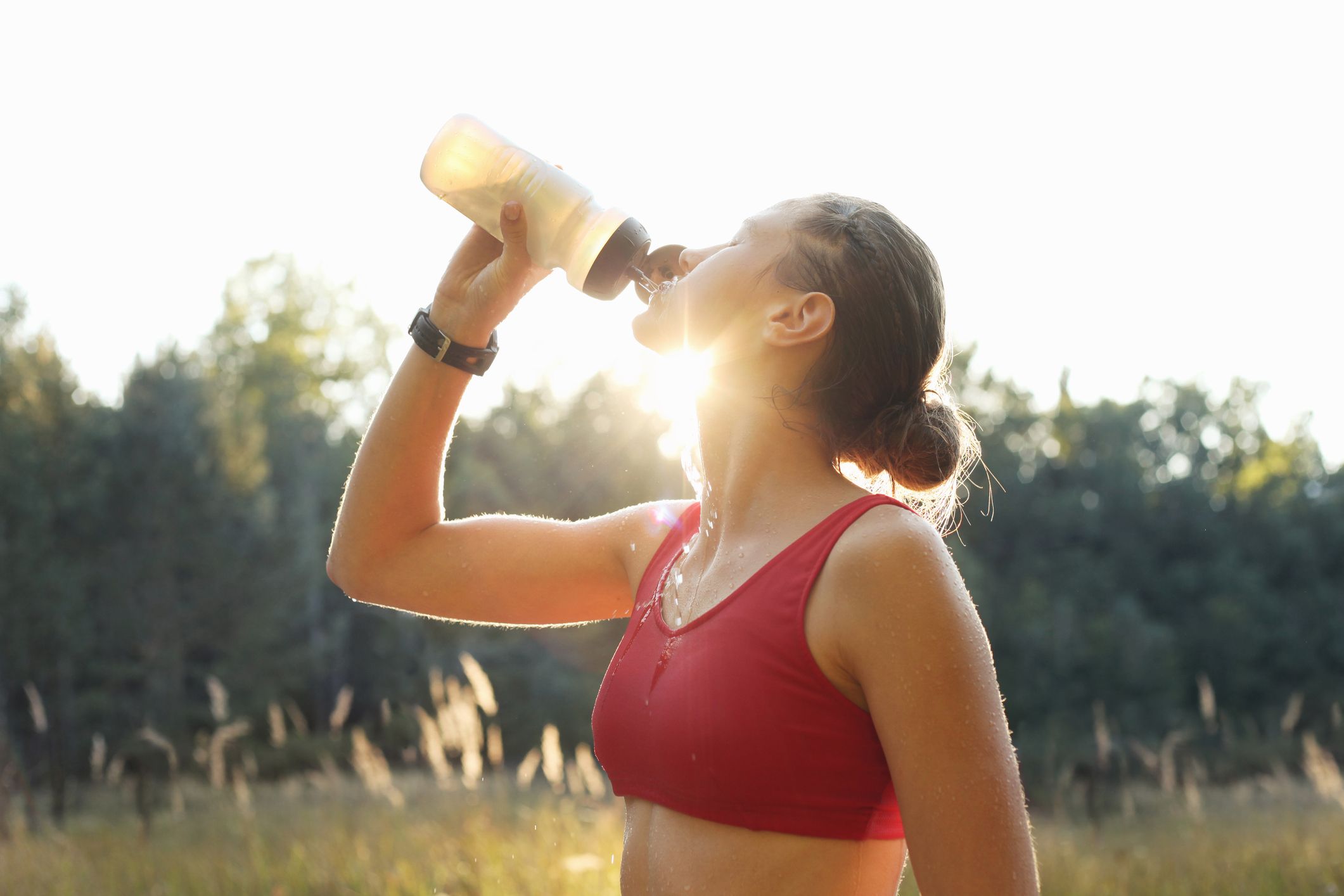 woman drinking water