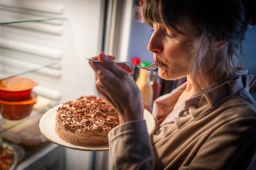 woman eating cake