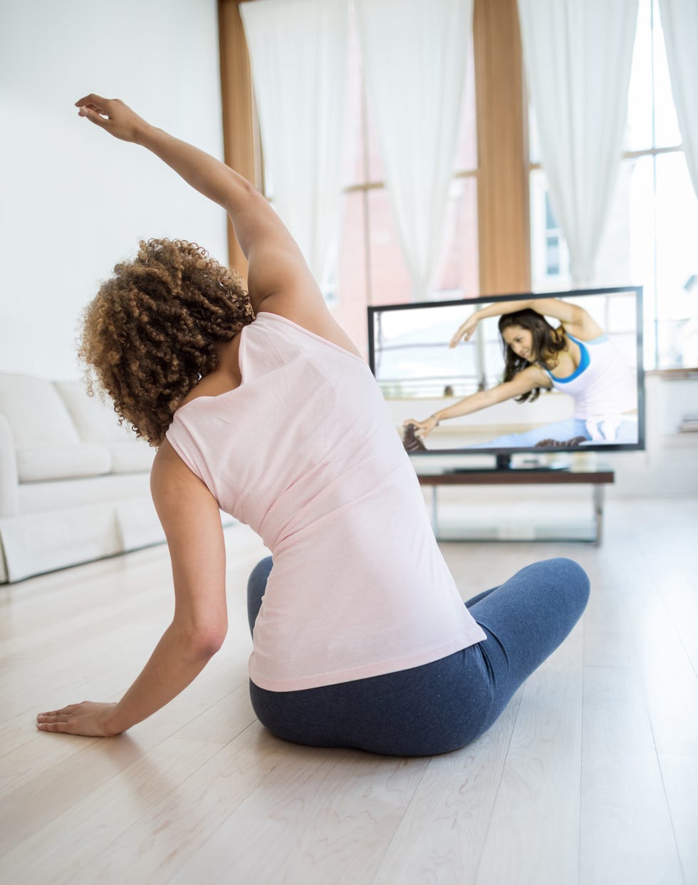 birthday in quarantine - Woman exercising at home