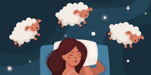 a woman falls asleep and counts sheep insomnia