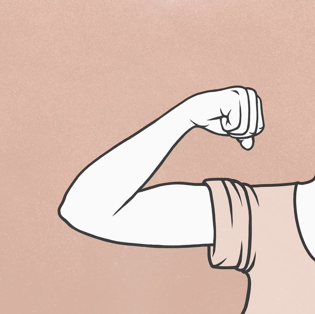 woman flexing biceps muscle