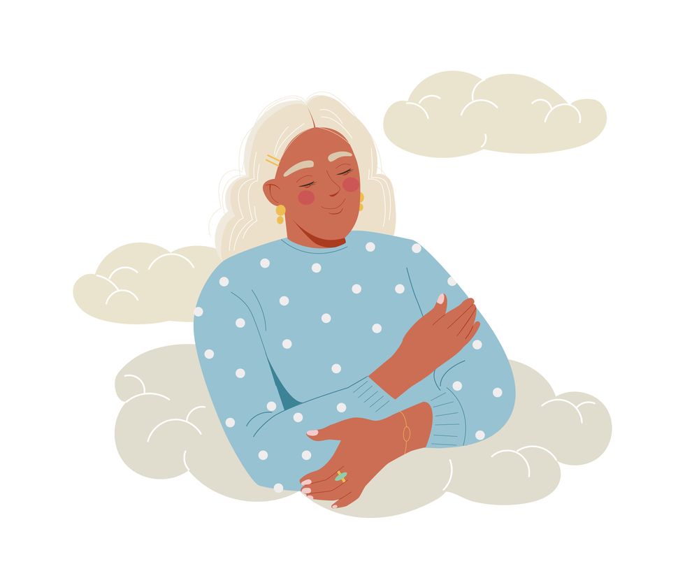 woman in clouds vector concept