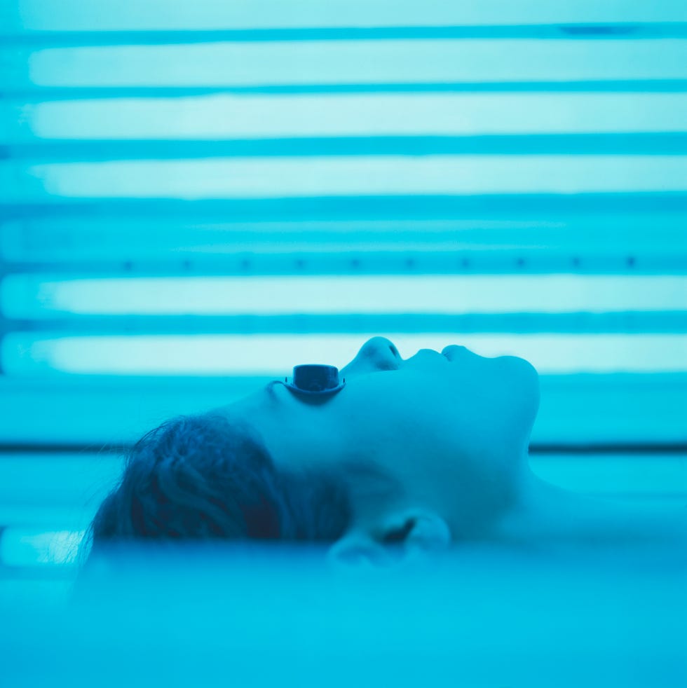 woman in tanning bed