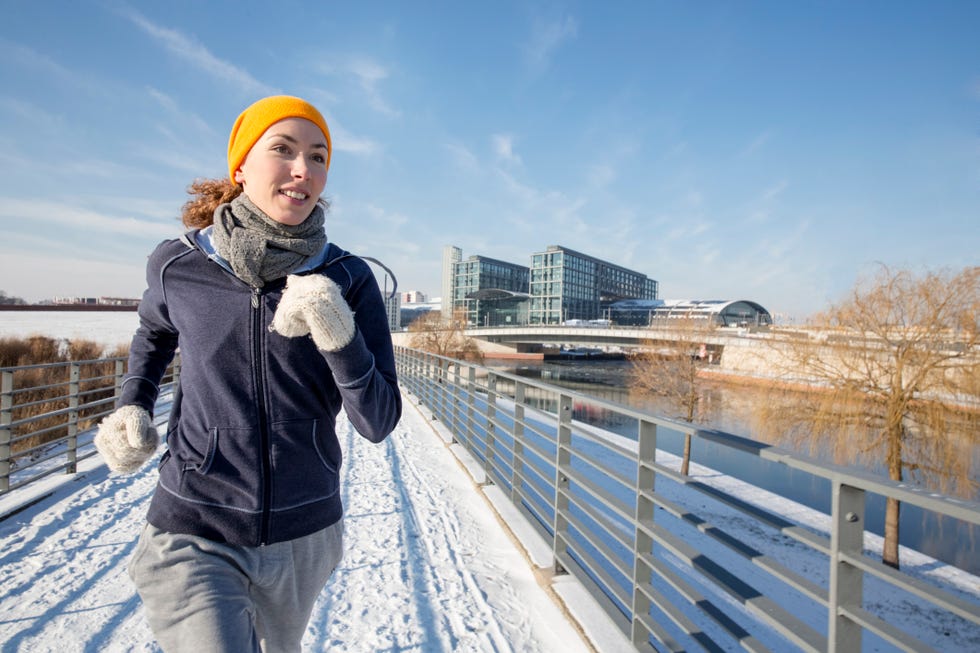 woman jogging in winter