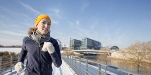 woman jogging in winter