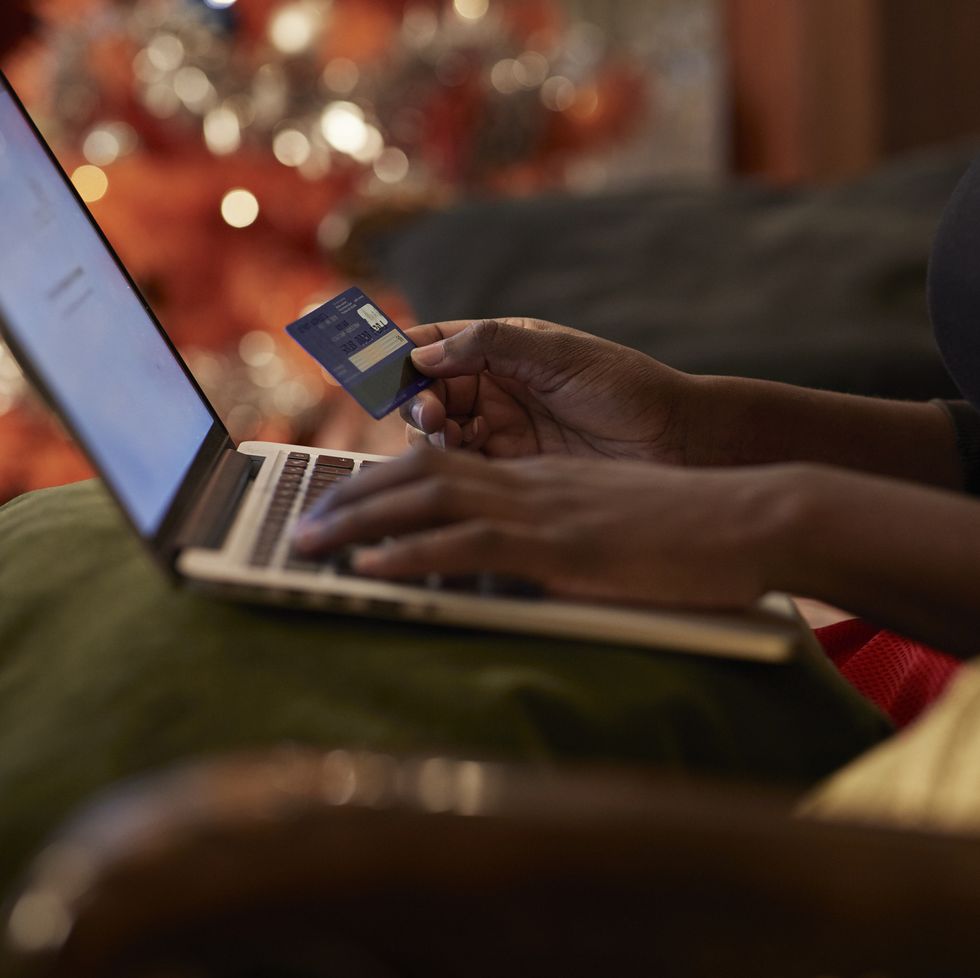 woman buying christmas presents on the internet
