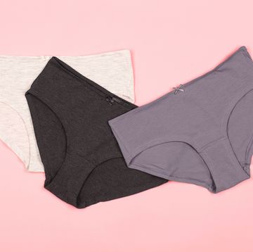 woman panties on the pastel pink background