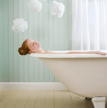 a woman relaxing in the bath