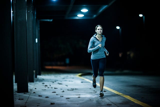 woman running at nighttime