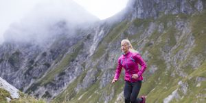 woman running on mountain