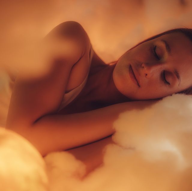 woman sleeping on cloud