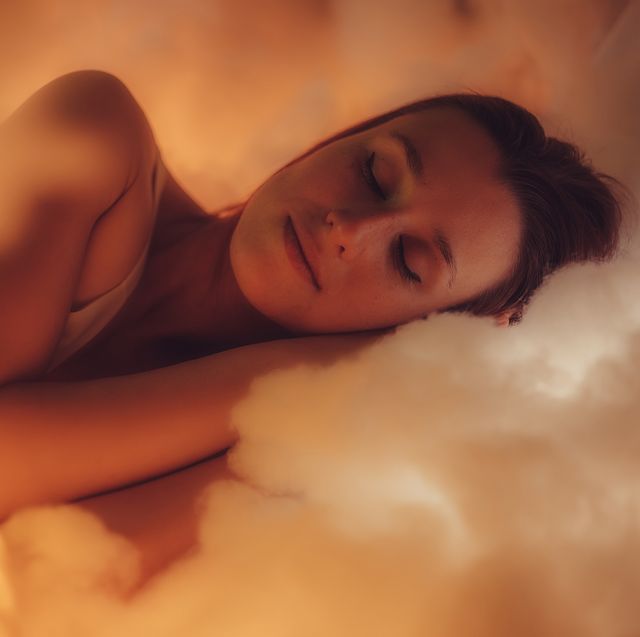 woman sleeping on cloud