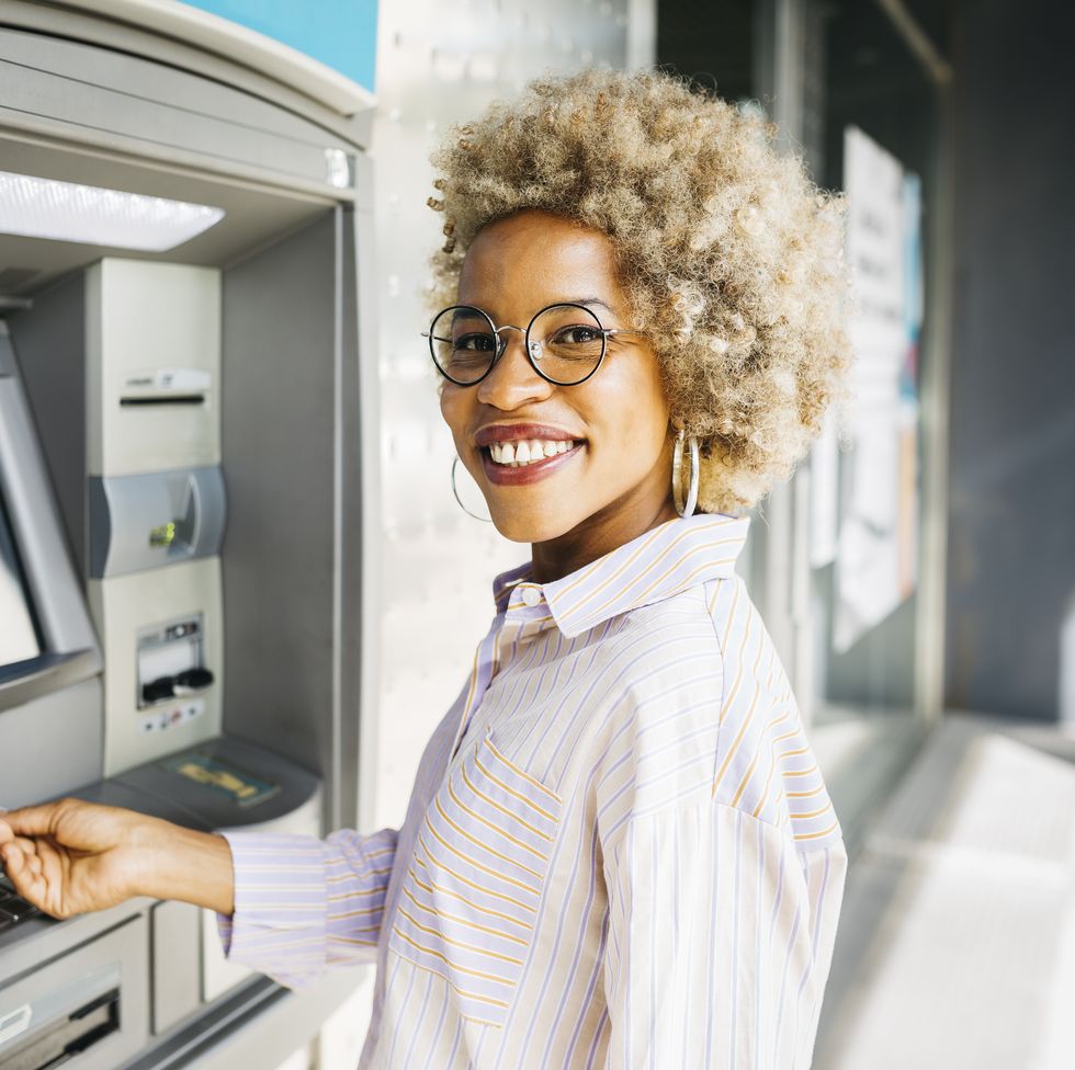 woman using atm