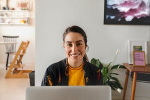 woman using laptop