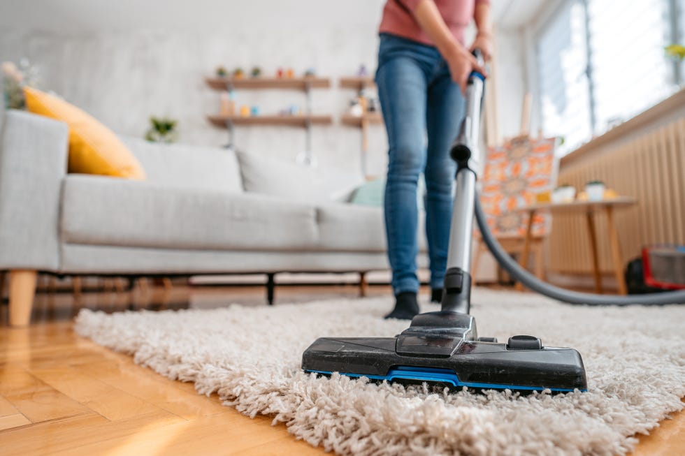 woman vacuuming