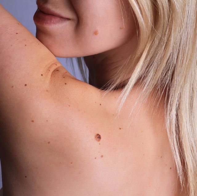 Teen blonde Caucasian girl in freckles with round boobs, long