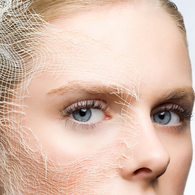 woman with gauze on face