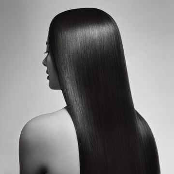 woman with perfect straight hair