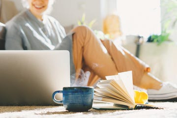 woman working from home and using laptop