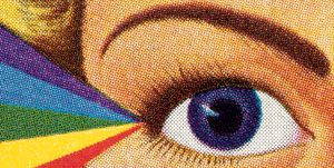 woman's eye and rainbow