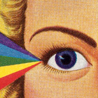 woman's eye and rainbow