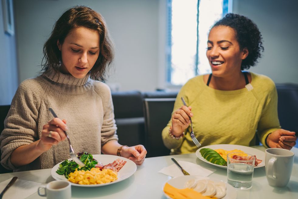 Women eating breakfast at home