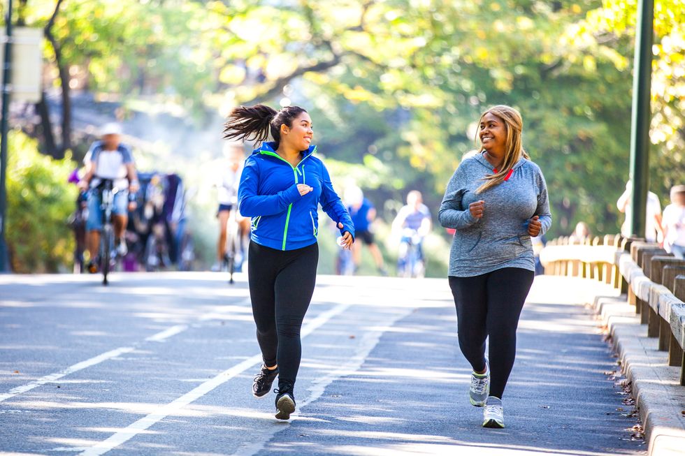 women jogging in central park new york
