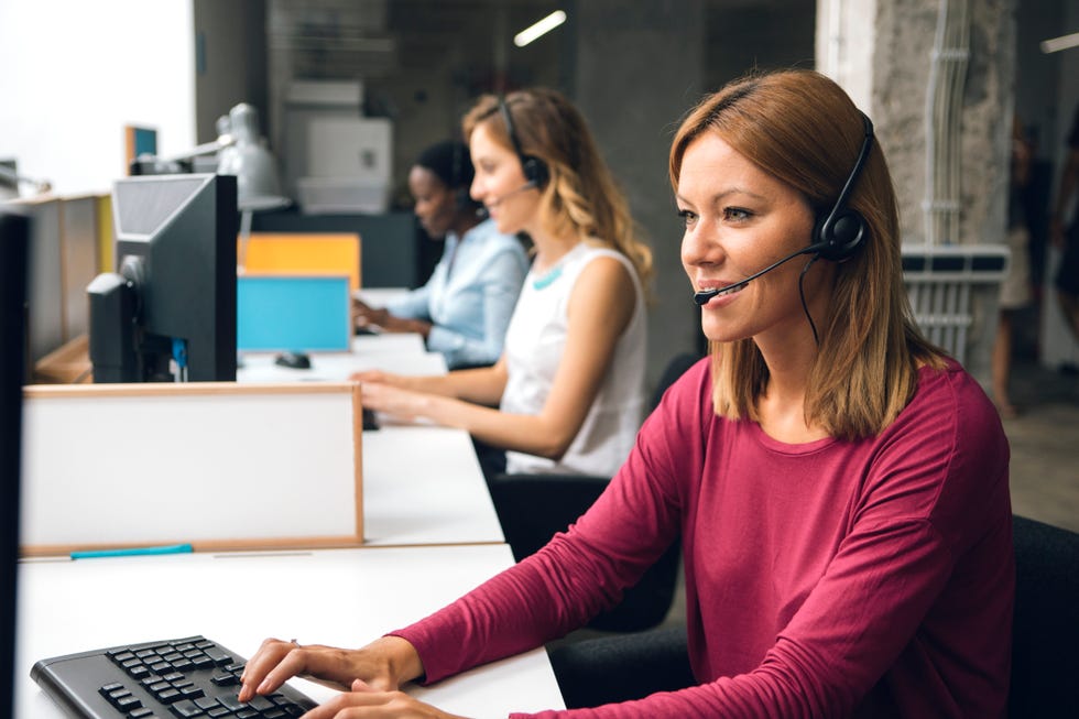 women working in call center