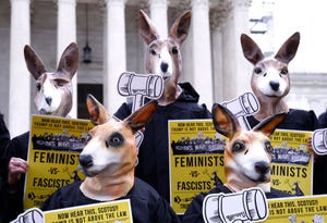 women's march holds v fascistsquot protest outside supreme court as scotus hears trump insurrection case