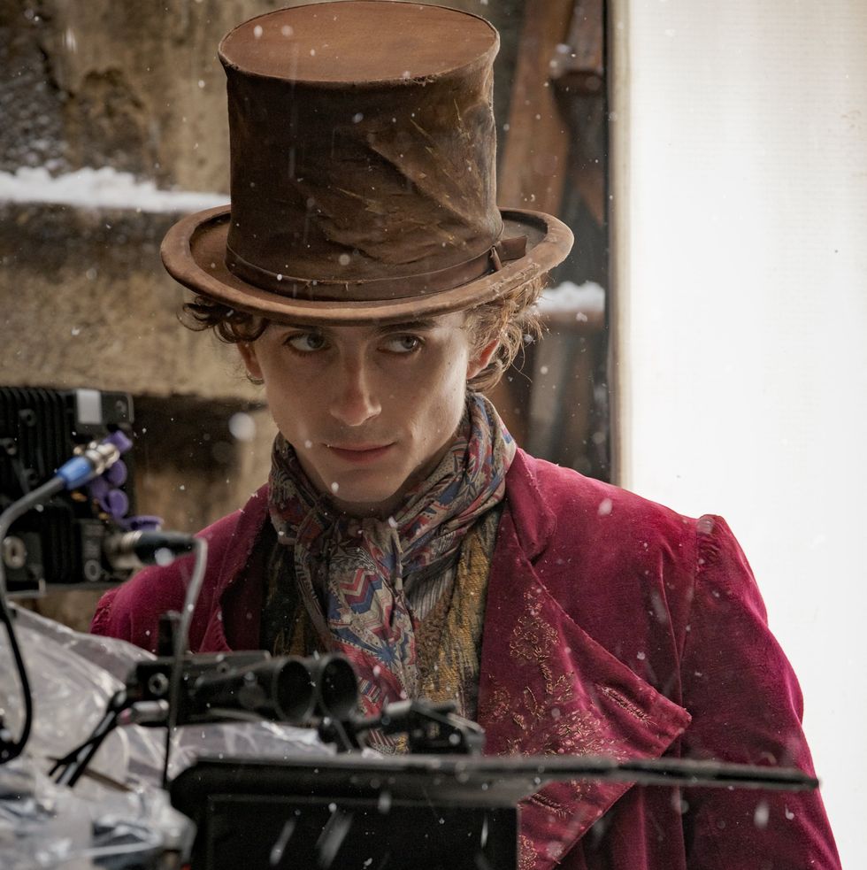 timothee chalamet as willy wonka in wonka prequel film