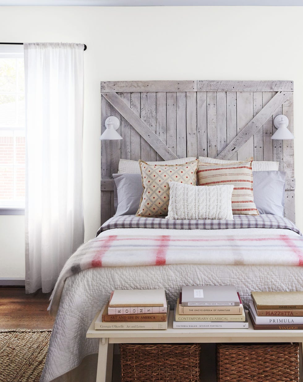 wood headboard guest bedroom