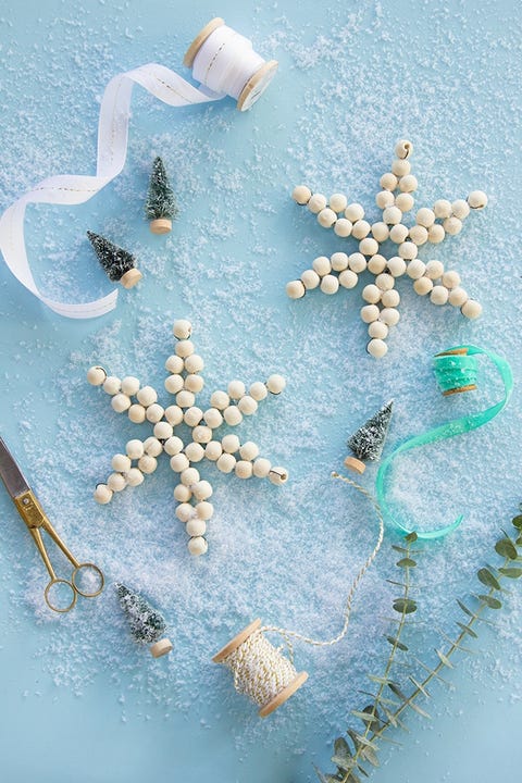 diy christmas ornaments  wood bead snowflake ornament