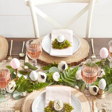 woodland themed easter brunch table setting