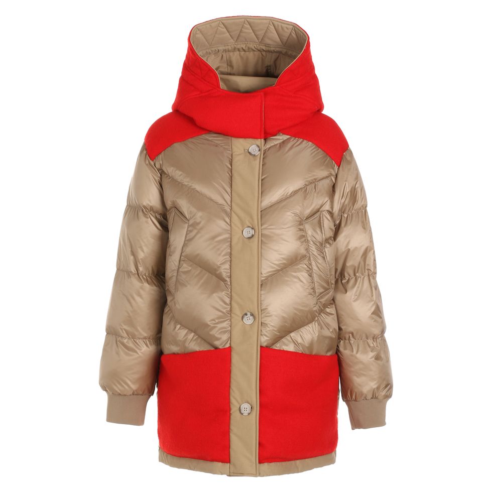 Jacket, Clothing, Hood, Outerwear, Red, Sleeve, Beige, Hoodie, Puffer, Coat, 