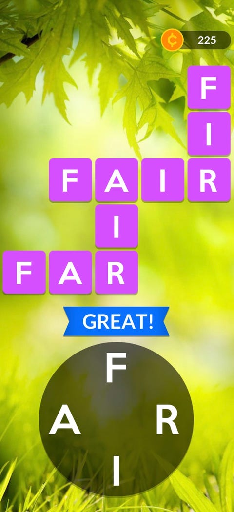 word game apps wordscapes round with green green scenery and words fir fair air far