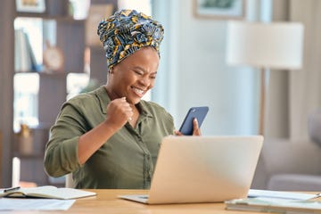 happy woman at work