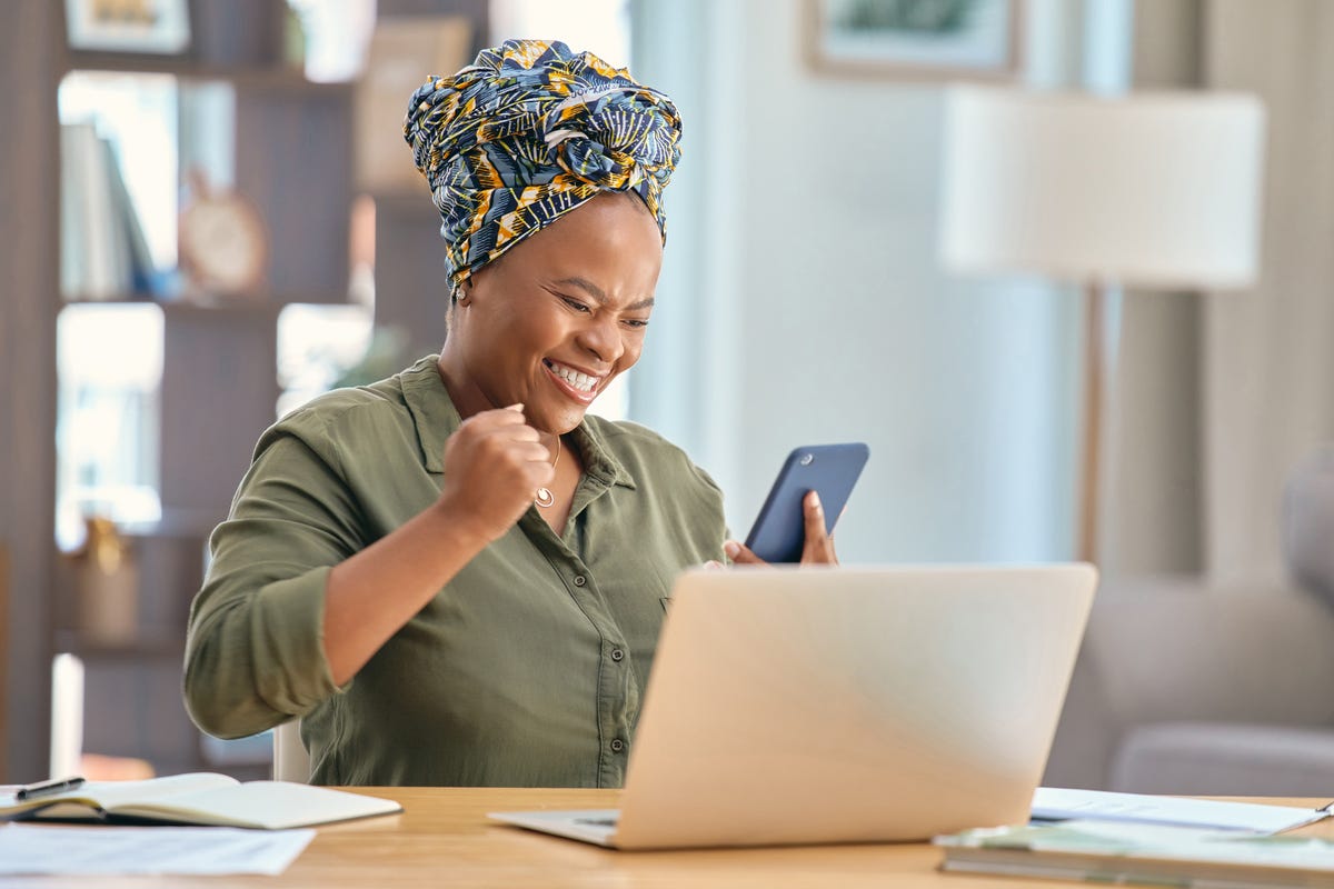 happy woman at work
