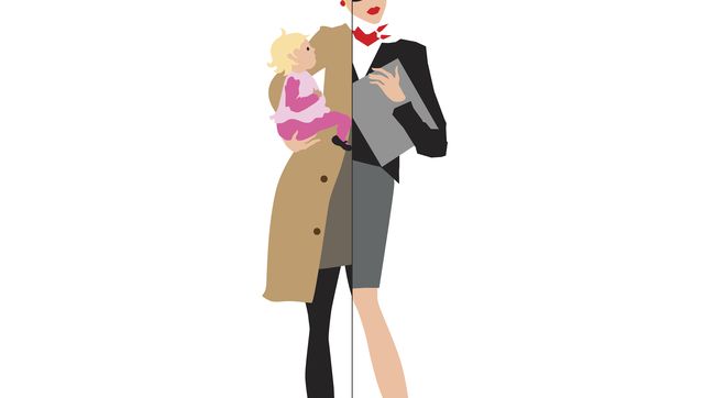 Working mother and baby. Vector.