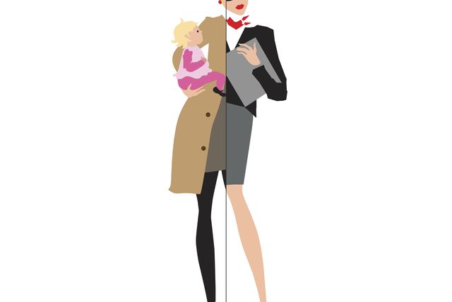 Working mother and baby. Vector.