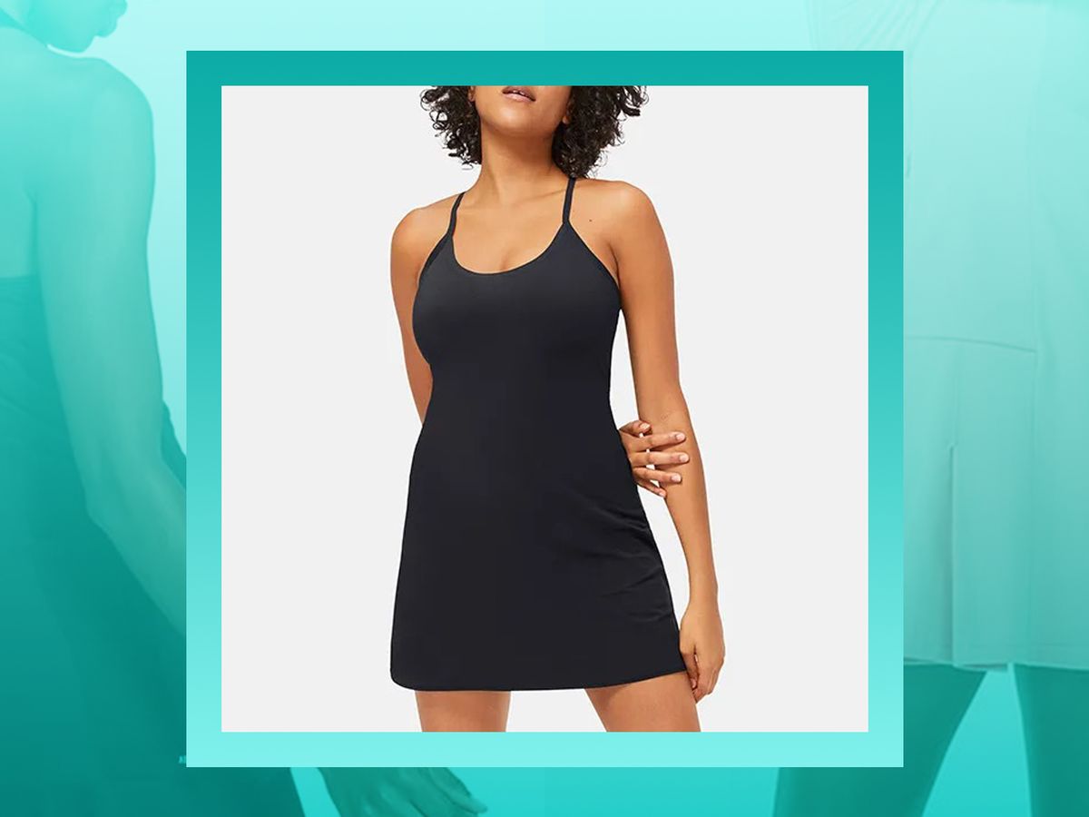 Buy Athletic Dress with Built in Shorts & Bra Adjustable Straps Workout  Dress for Tennis Golf Midi Dresses for Women Black at