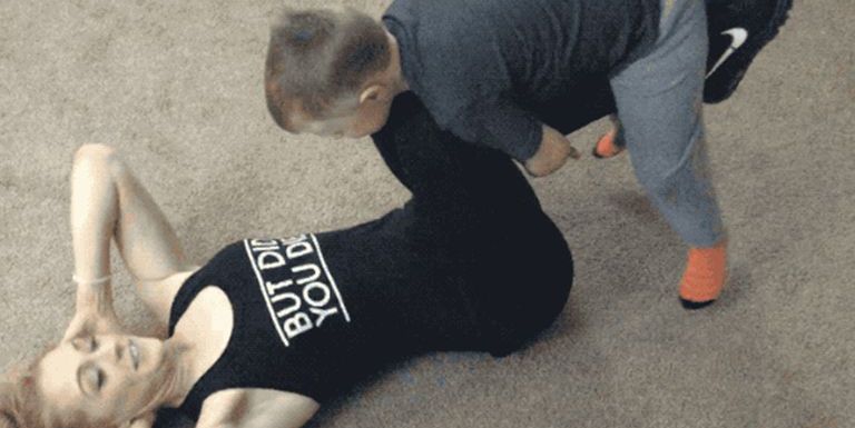 mother working out with son