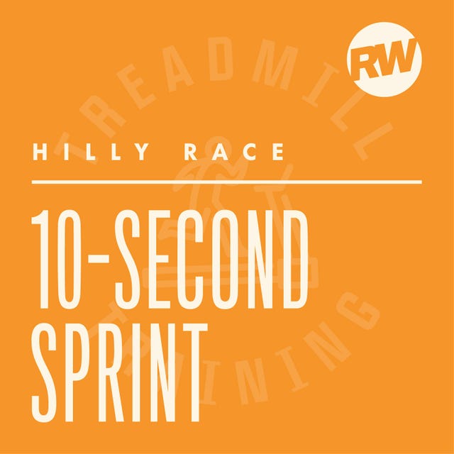 graphic promoting a 10 second sprint workout for a hilly race