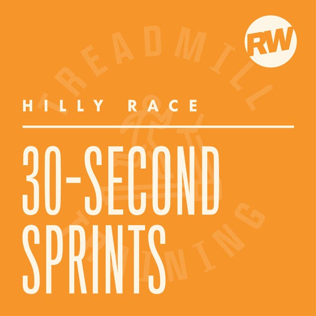 instructional graphic for a running workout focused on hilly terrain sprints