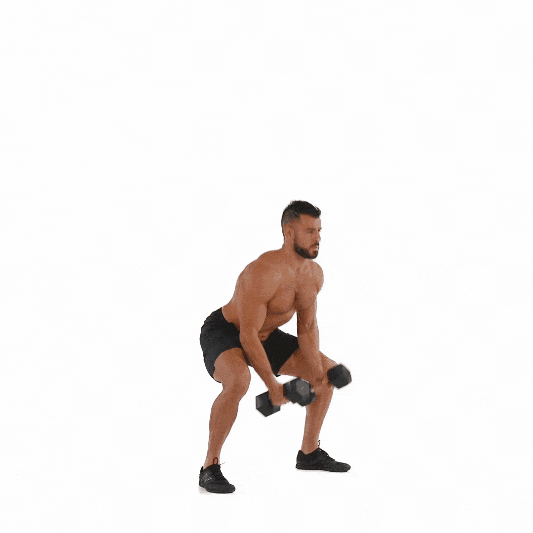 Sumo Squat to One-Arm Press - Muscle & Fitness